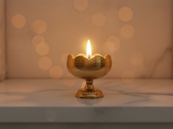 Brass Lotus Design Oil Diya / Deepak
