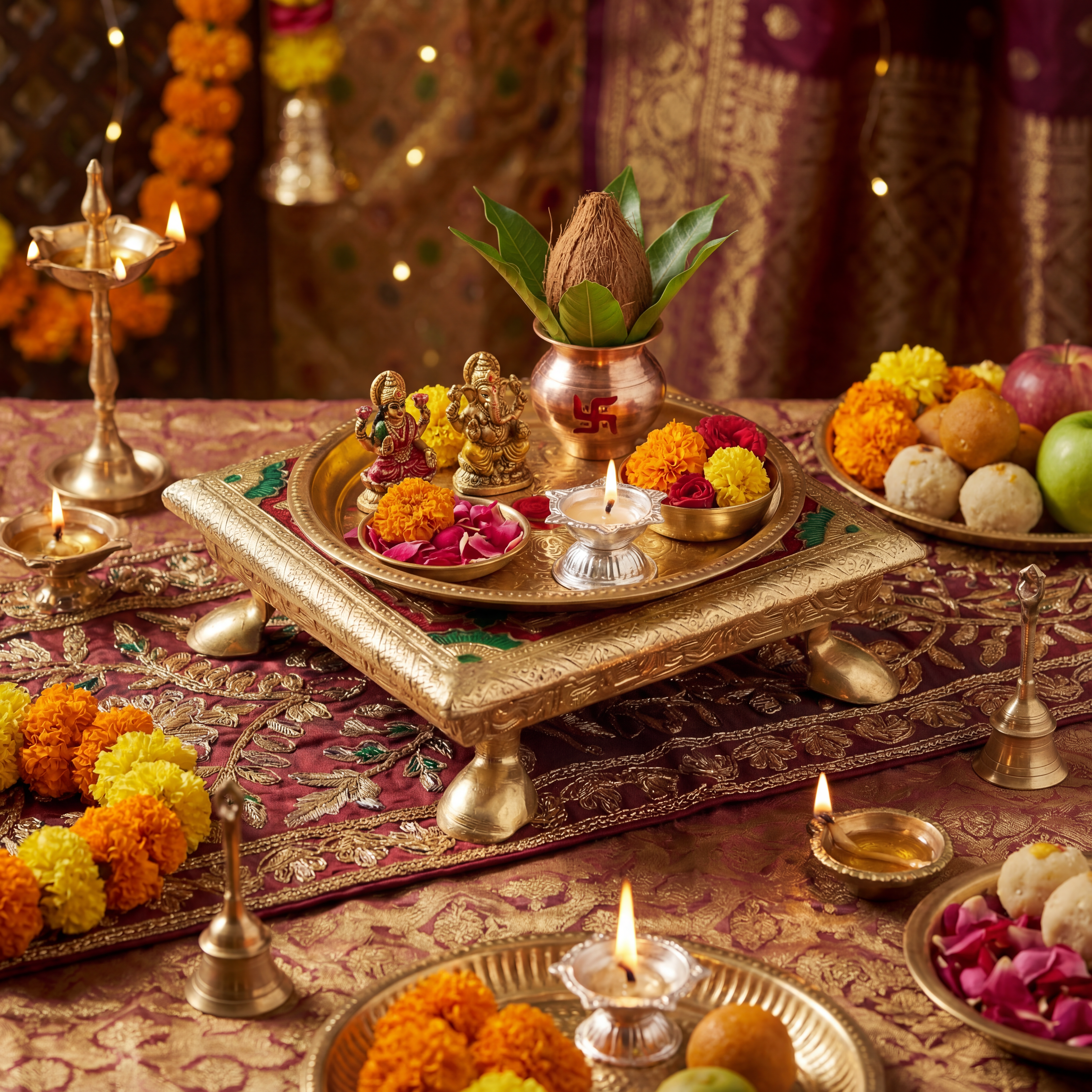 Vishwa Devarchana Meenakari Chowki (8*8) 2