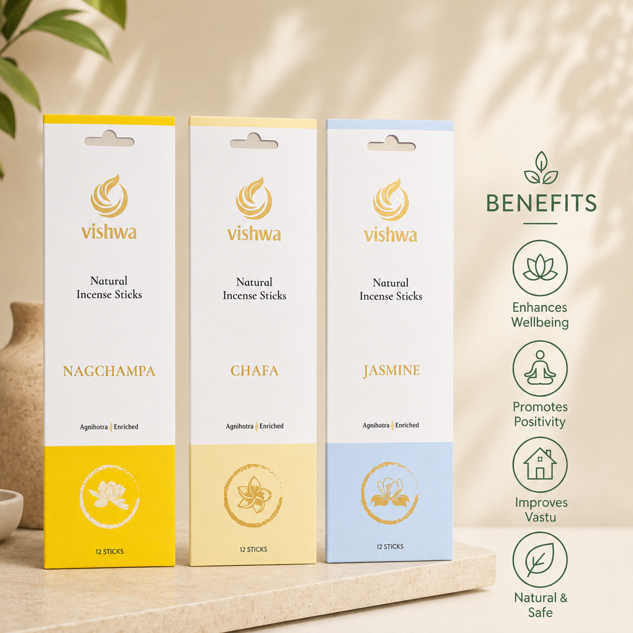 Floral Incense Stick Bundle (Chafa + Jasmine + Nagchampa) 3