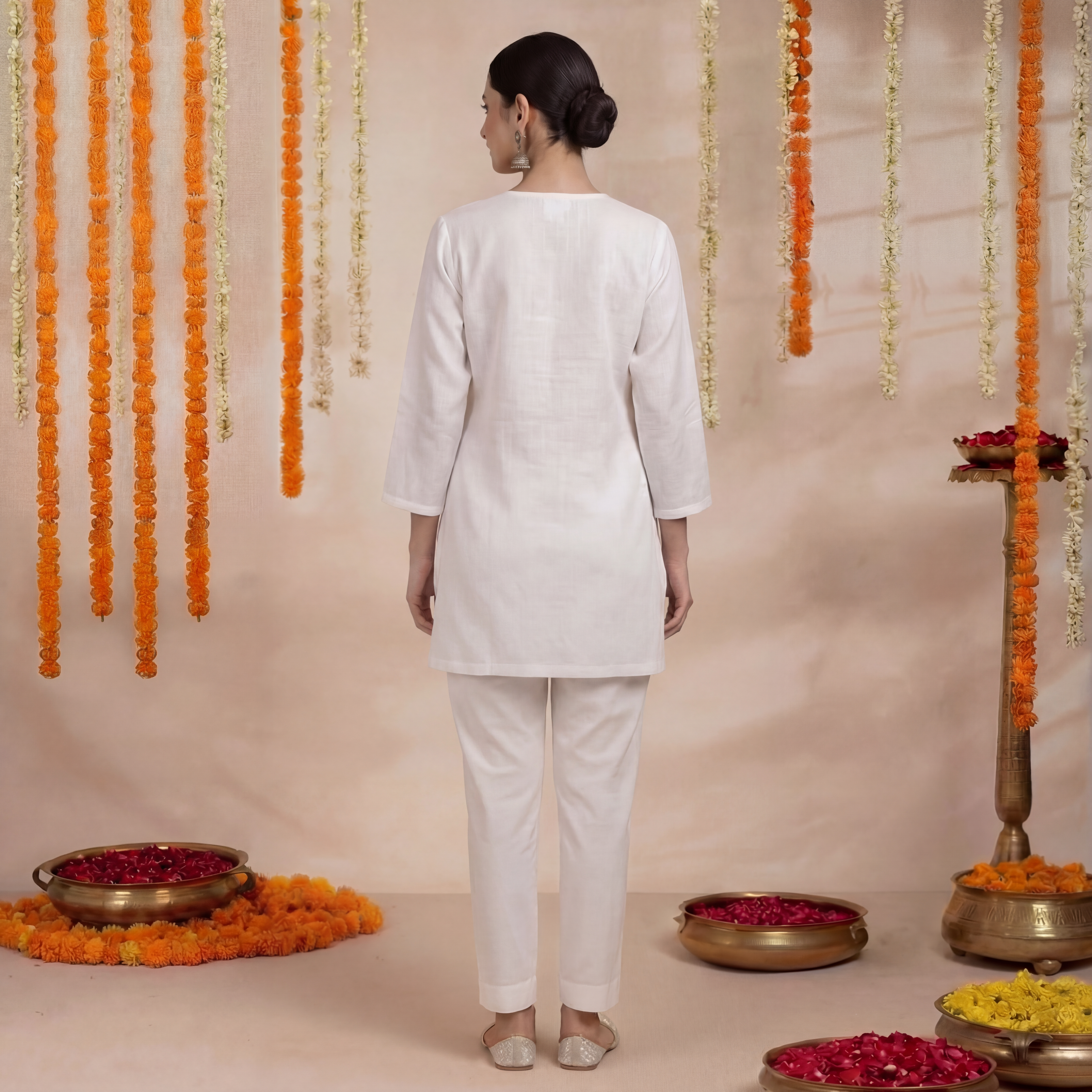 Pure White - Women's Short Kurta  2