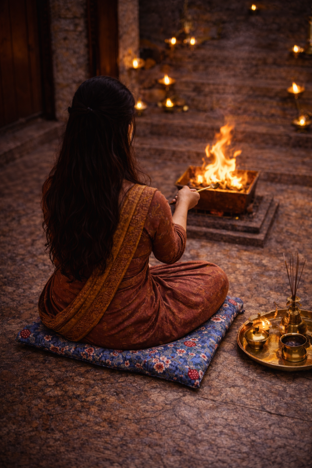 Agnihotra Floor Cushion- Blue 4