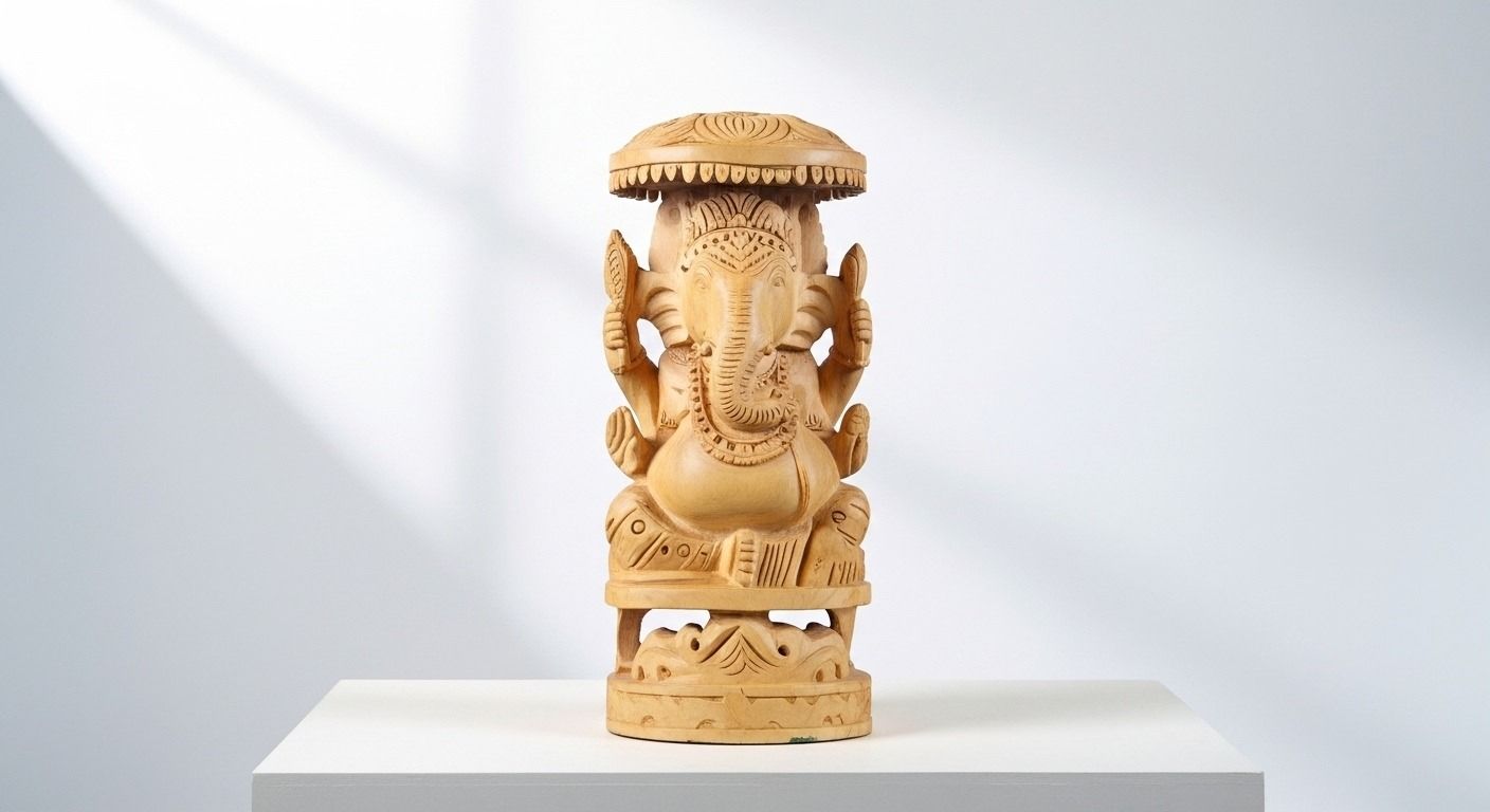 Handicrafterd Wooden Lord Ganesha Idol  4