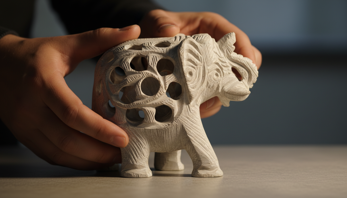 Intricate Jali Work Stone Elephant