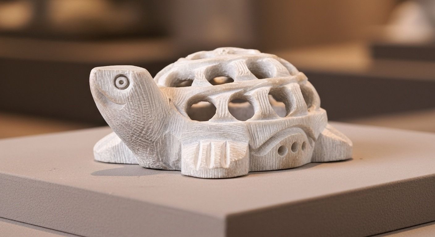 Hand-Carved Jali Work Stone Tortoise 6