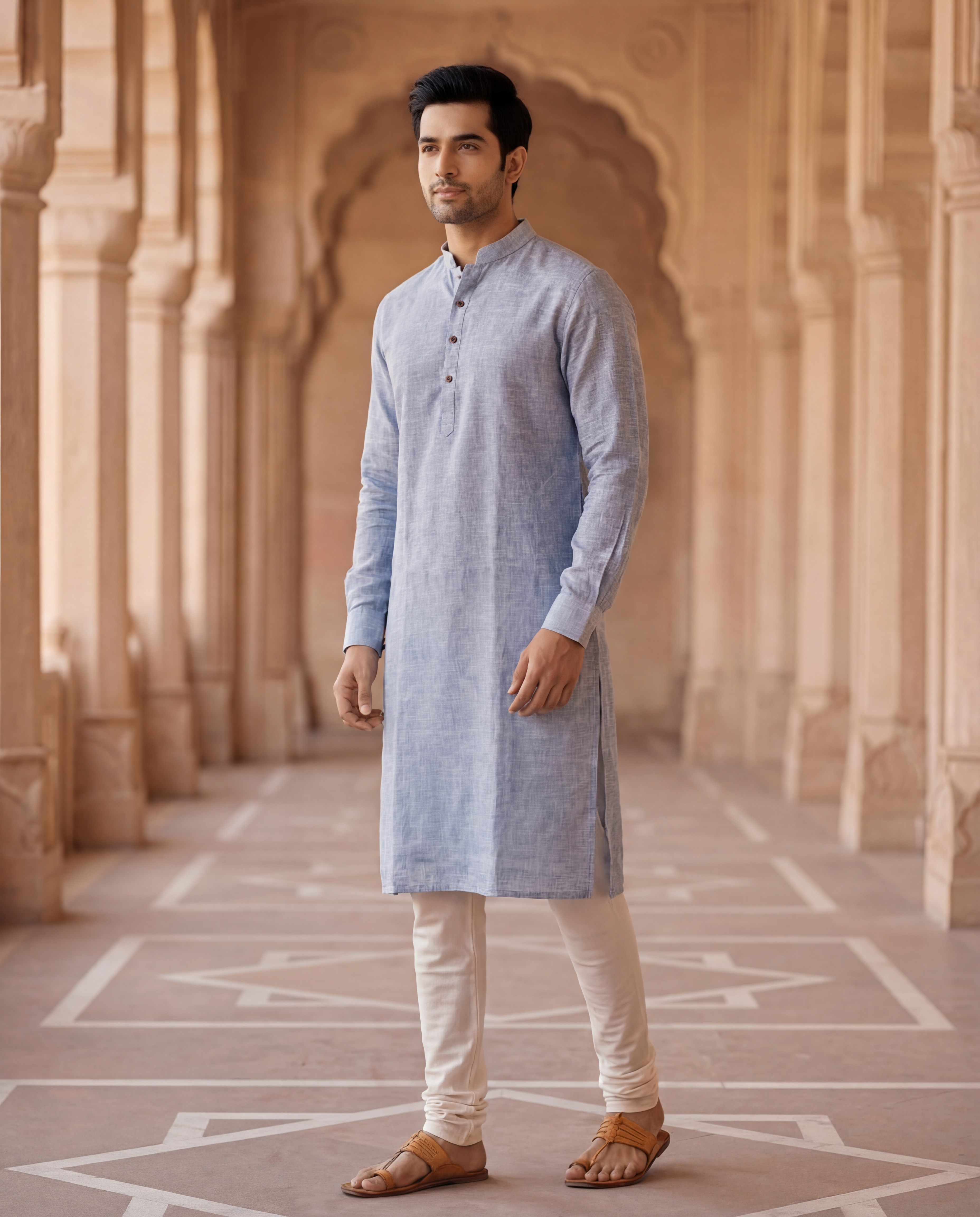 Men's Long Kurta- Pale lilac  2