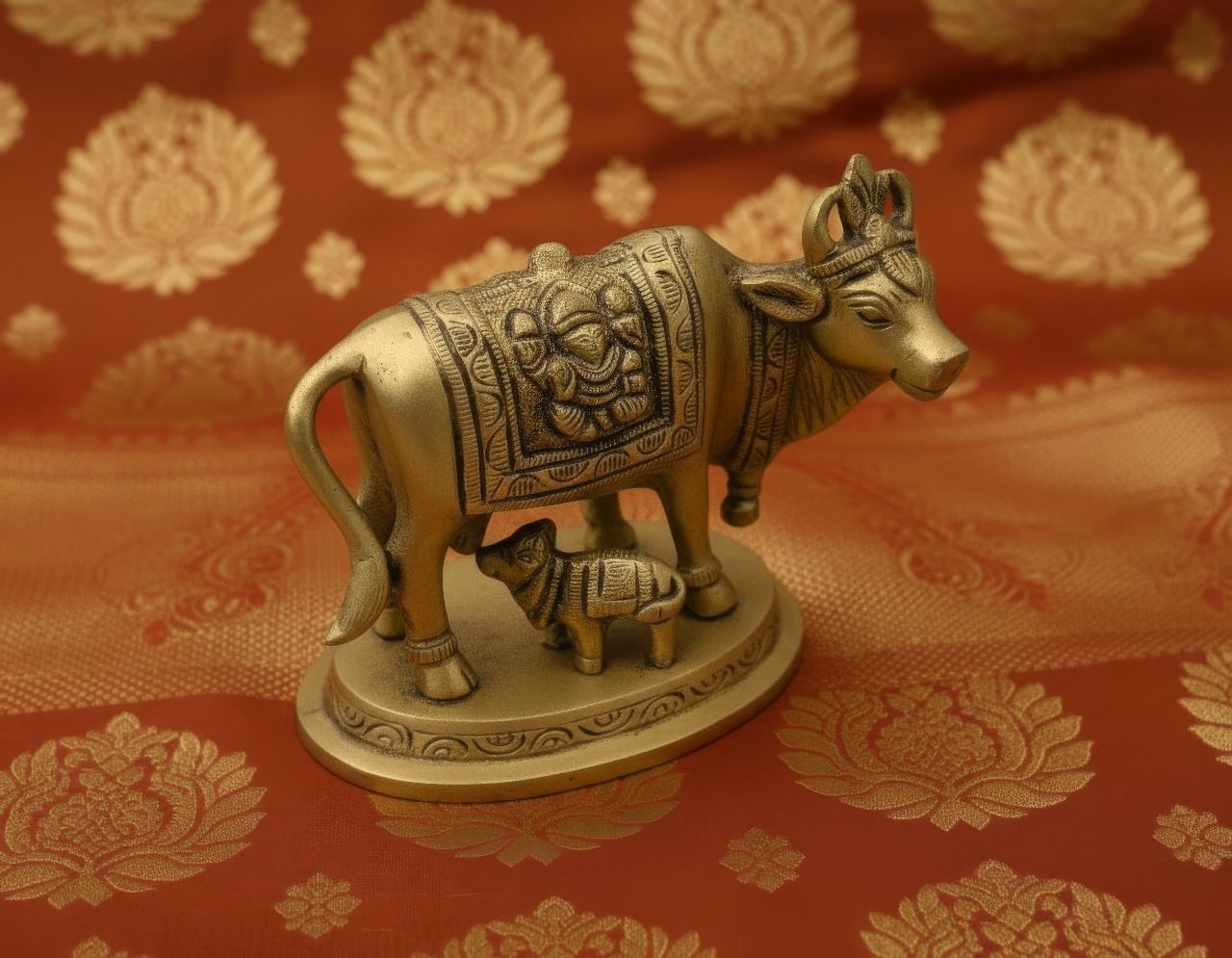 Kamdhenu Cow with Calf Idol  ( 3inches ) 4