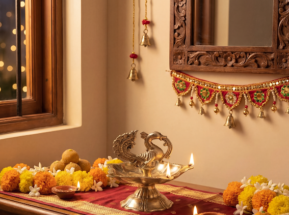 Brass Peacock Design Oil Diya / Deepam 4