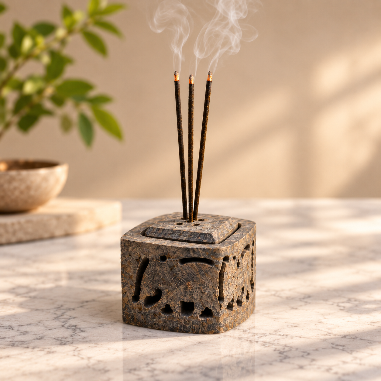 Hand-Crafted Elephant  Incense Holder ( Stone ) 3