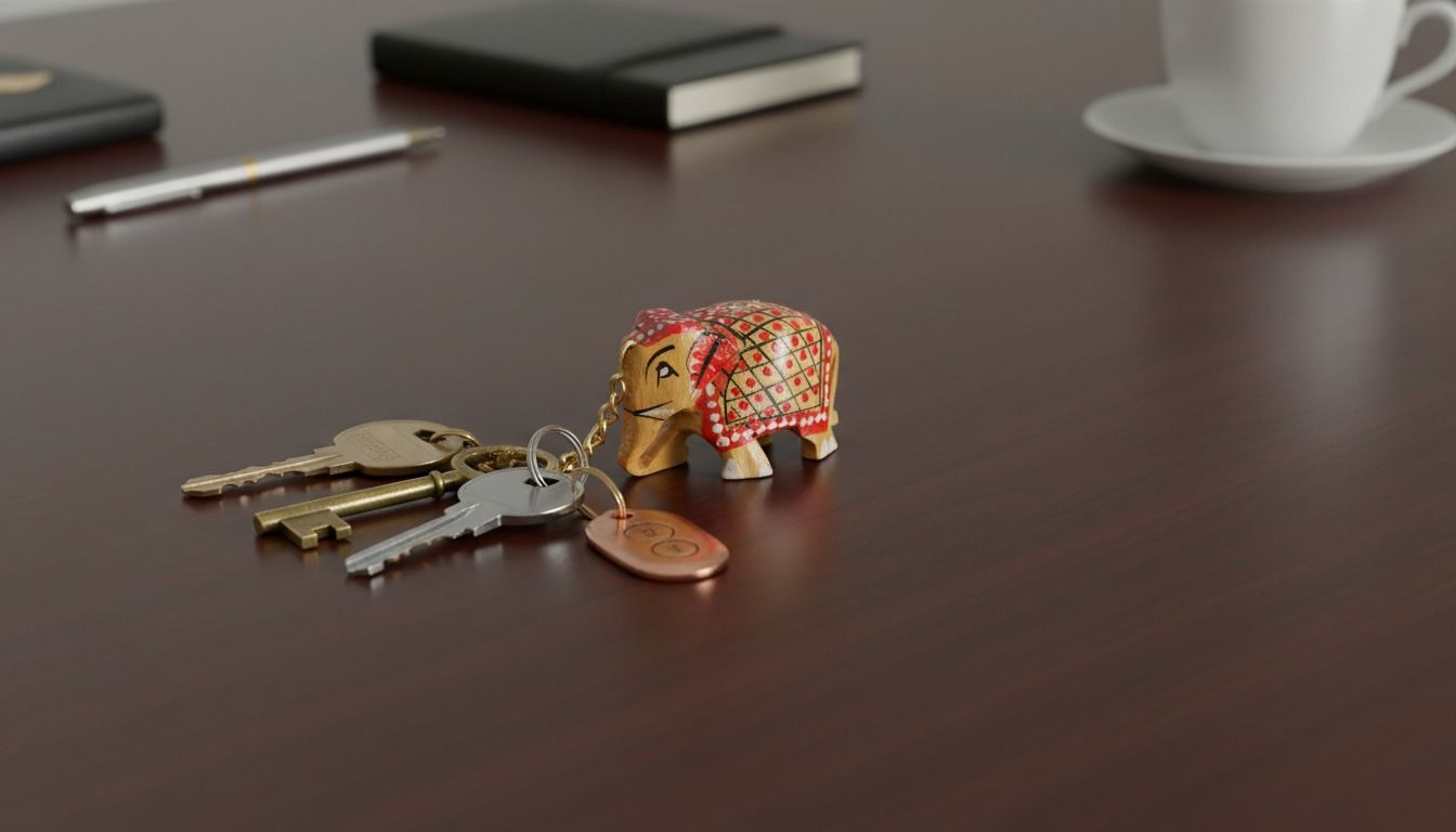 Hand-Painted Wooden Keychain 3