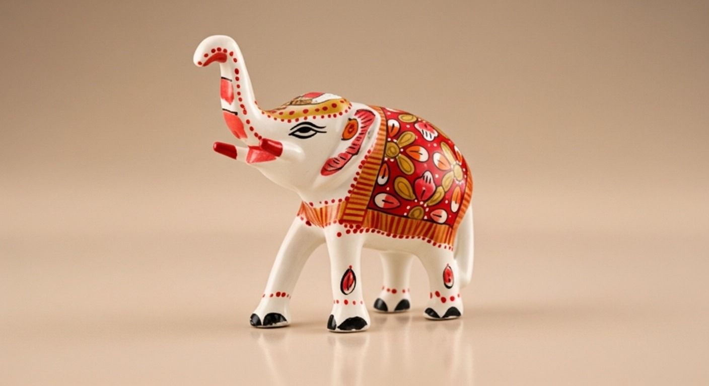 Hand-Painted Decorative Elephant - small 2