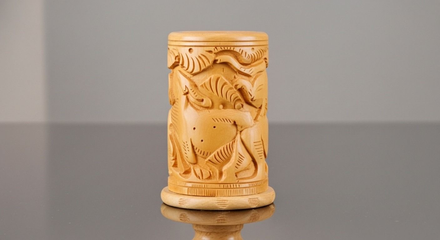 Hand-Carved Wooden Pen Stand  3
