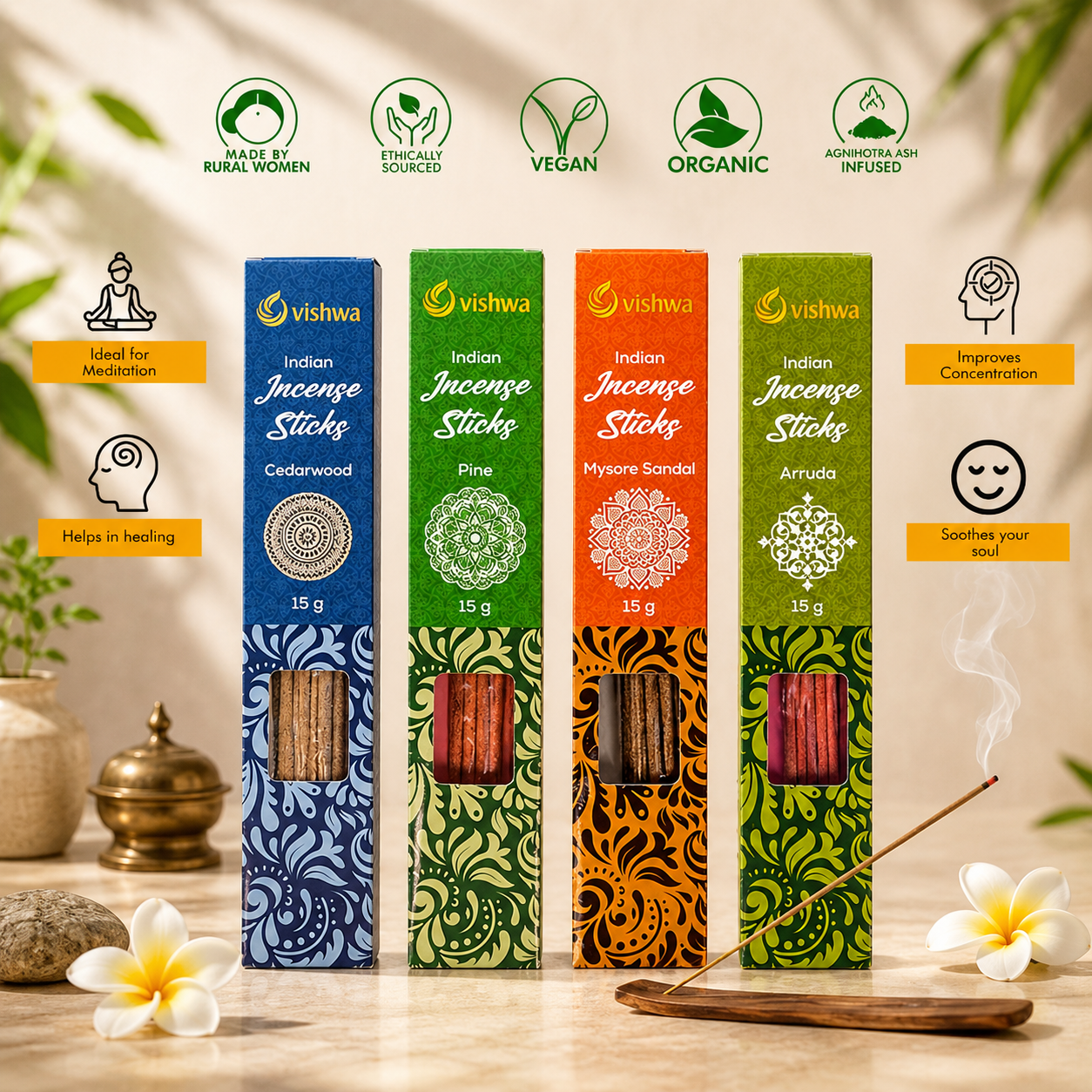 Incense Sticks Bundle - Forest - ( Cedarwood + Sandalwood + Pine + Arruda ) 2