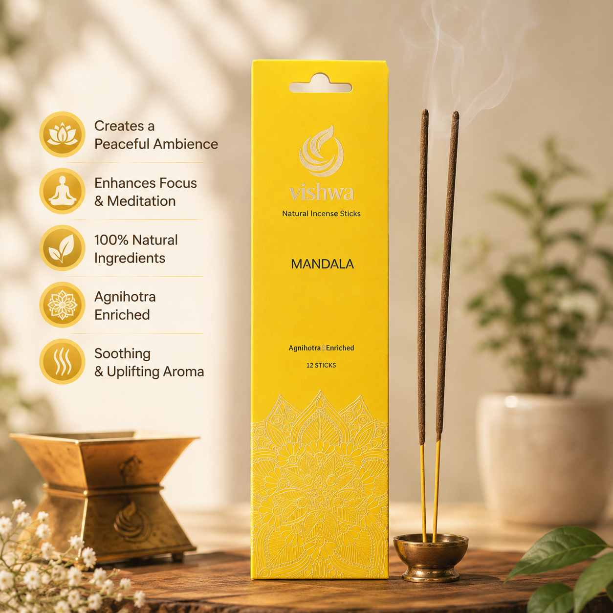 Mandala Incense Sticks - Yellow  3
