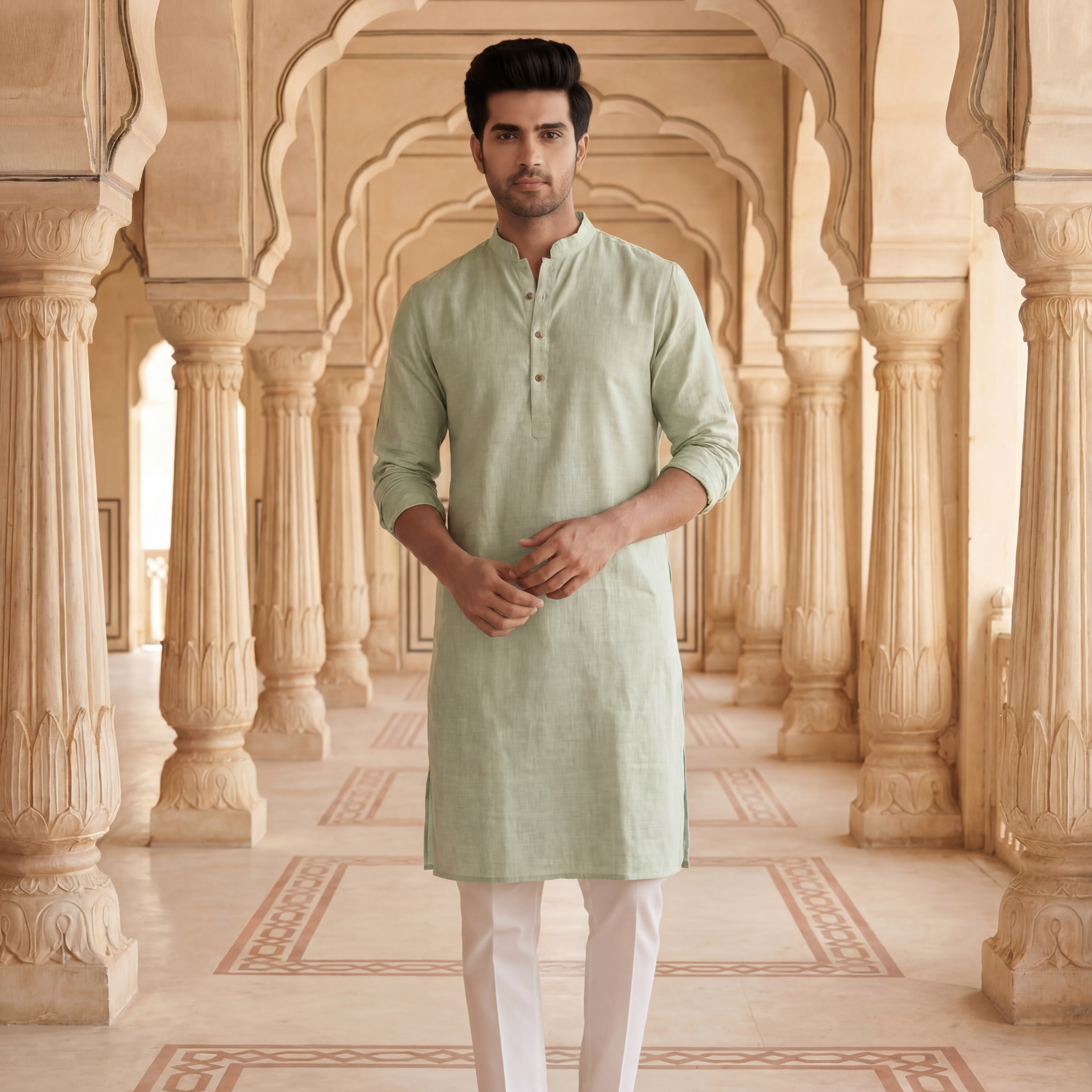 Soft Green - Men's Long Kurta 2