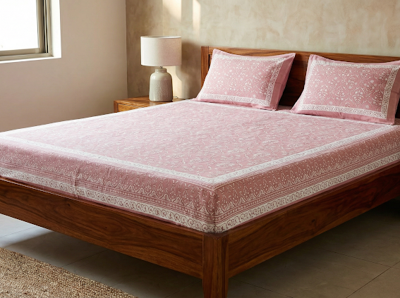 Rosewood Elegance Hand block Bedsheet Set 3
