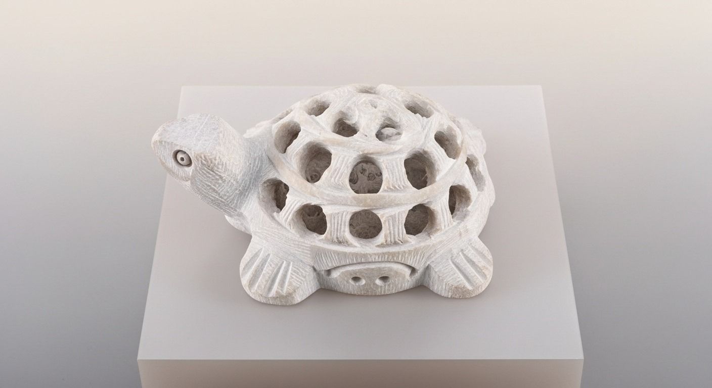 Hand-Carved Jali Work Stone Tortoise 3