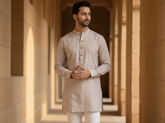 Men's Short Kurta- Pale lilac 2