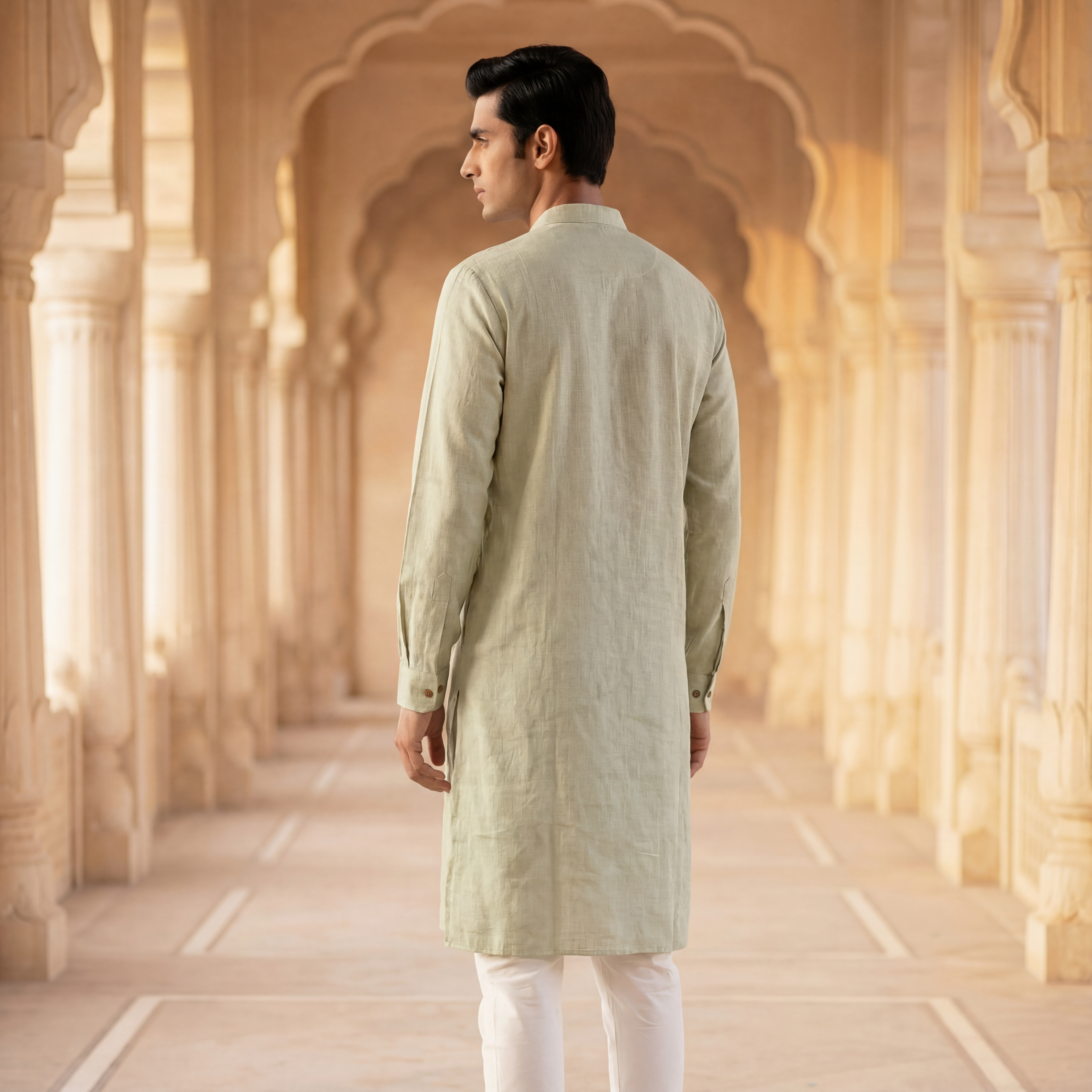 Soft Green - Men's Long Kurta 4