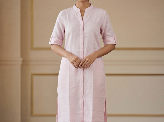 Soft Pink Women's Long Kurta