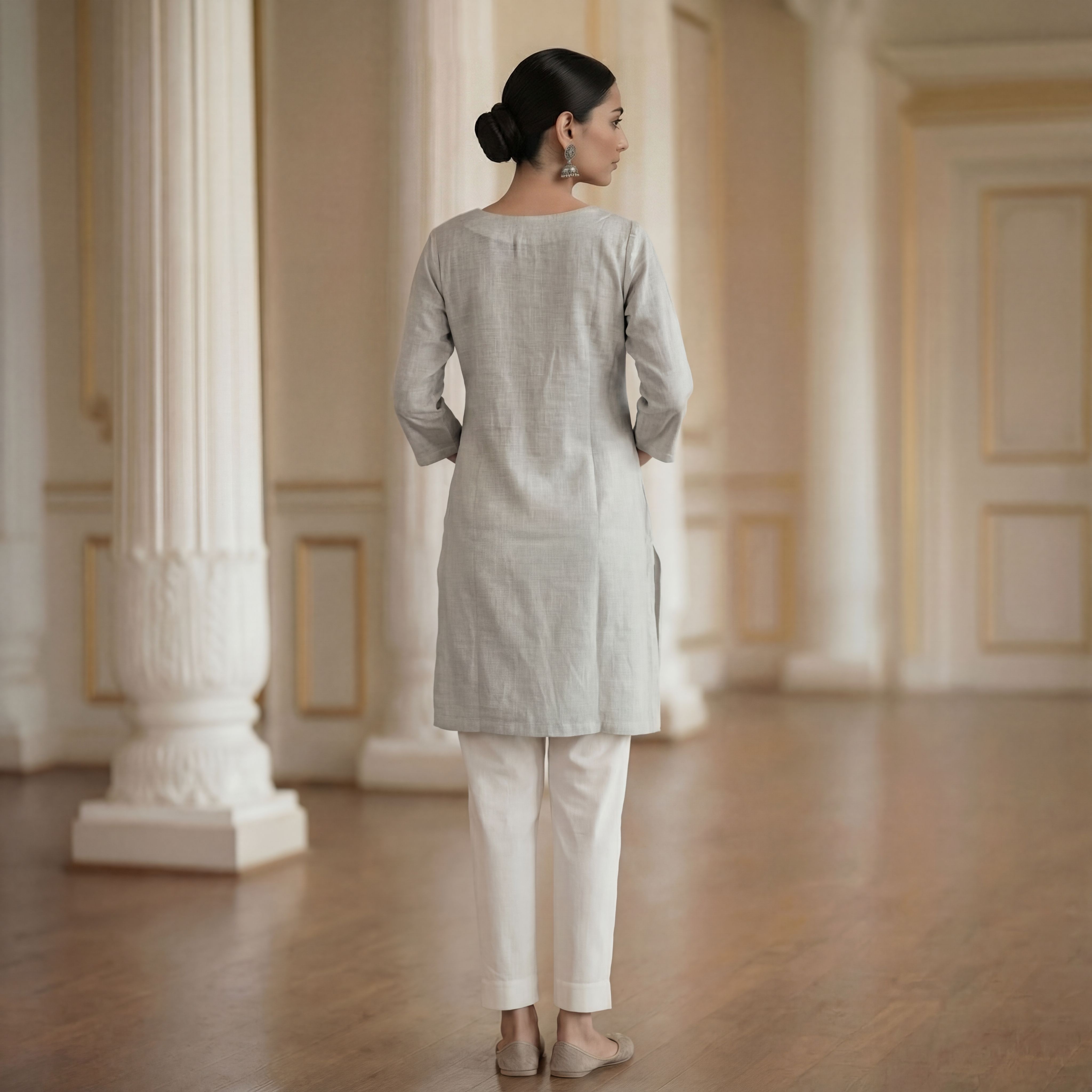 Earthy Grey - Women's Short Kurta  2