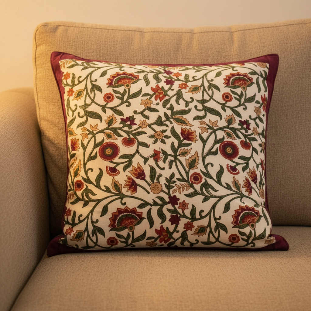 Rustic Charm Hand Block Cushion Cover 4