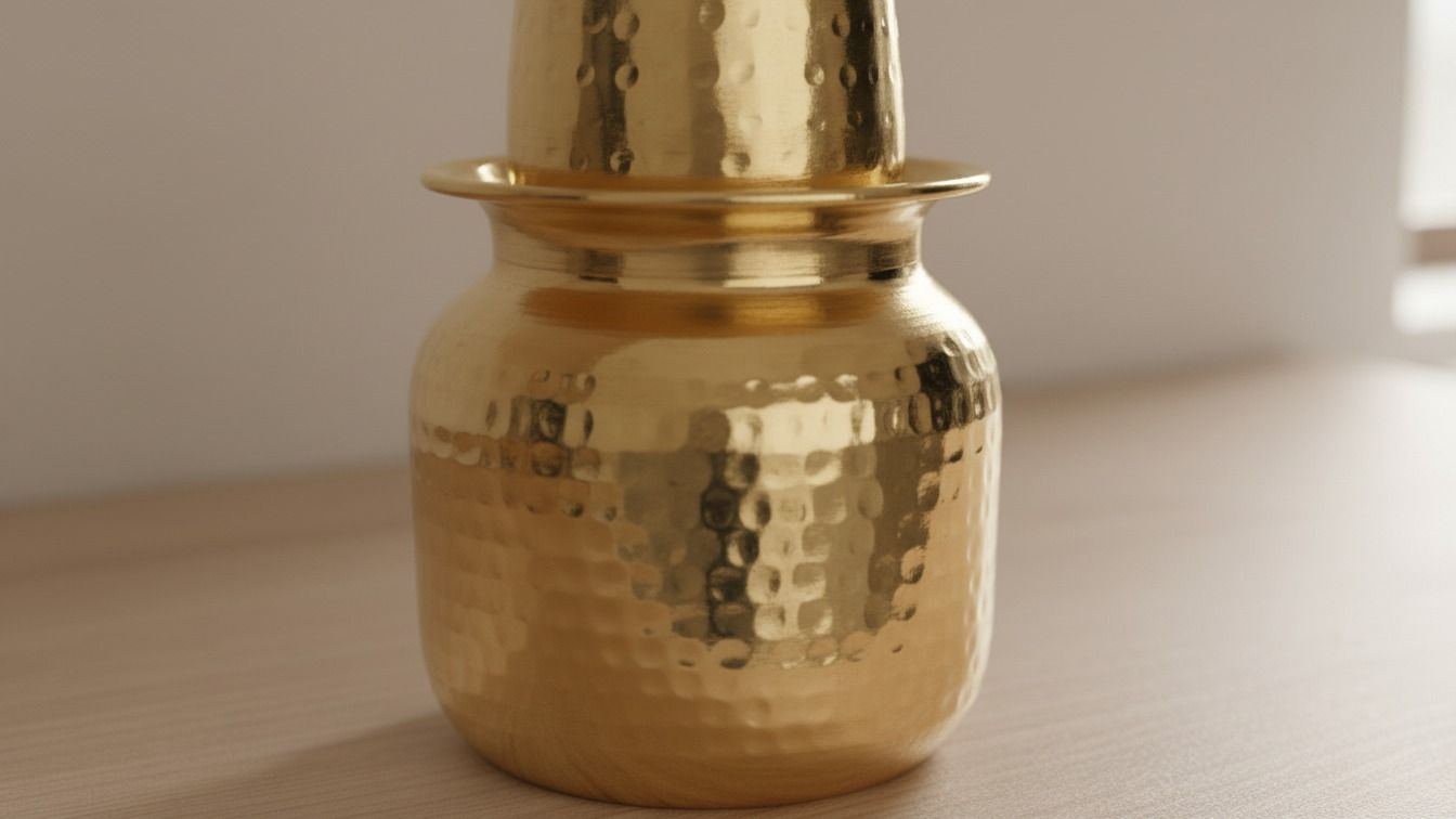 Hammered Brass Kalash (Lota with Cup) 5