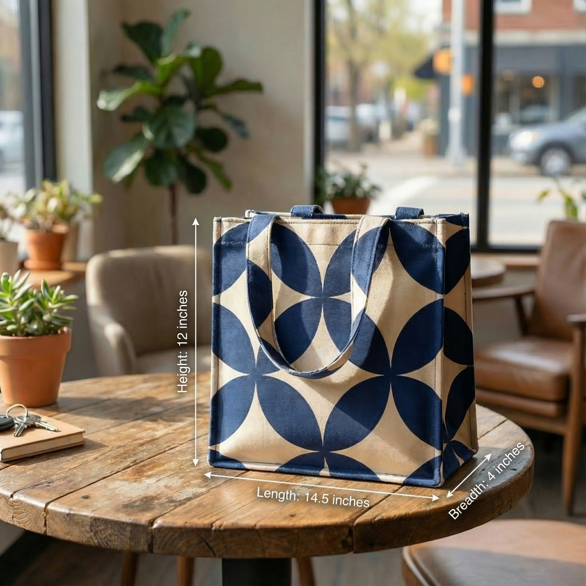 Geometric Print Tote Bag 6