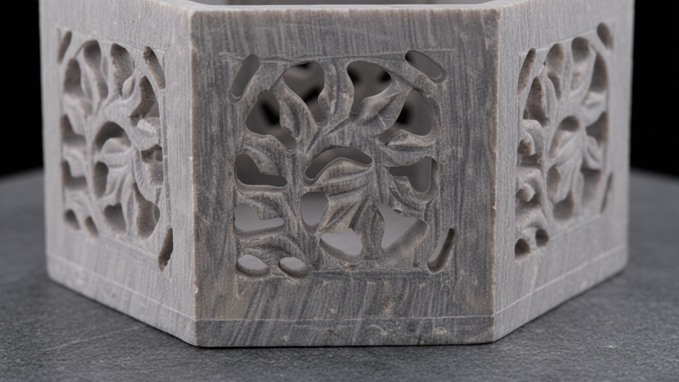 Hand-Carved Soapstone Hexagonal Jewellery Box 3