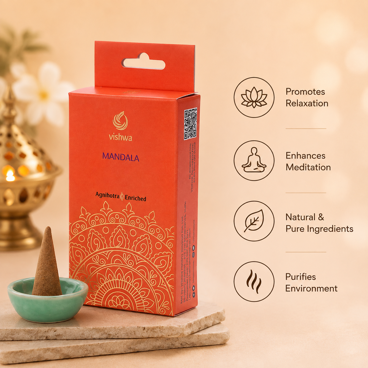 Mandala Incense Cones - Red  4