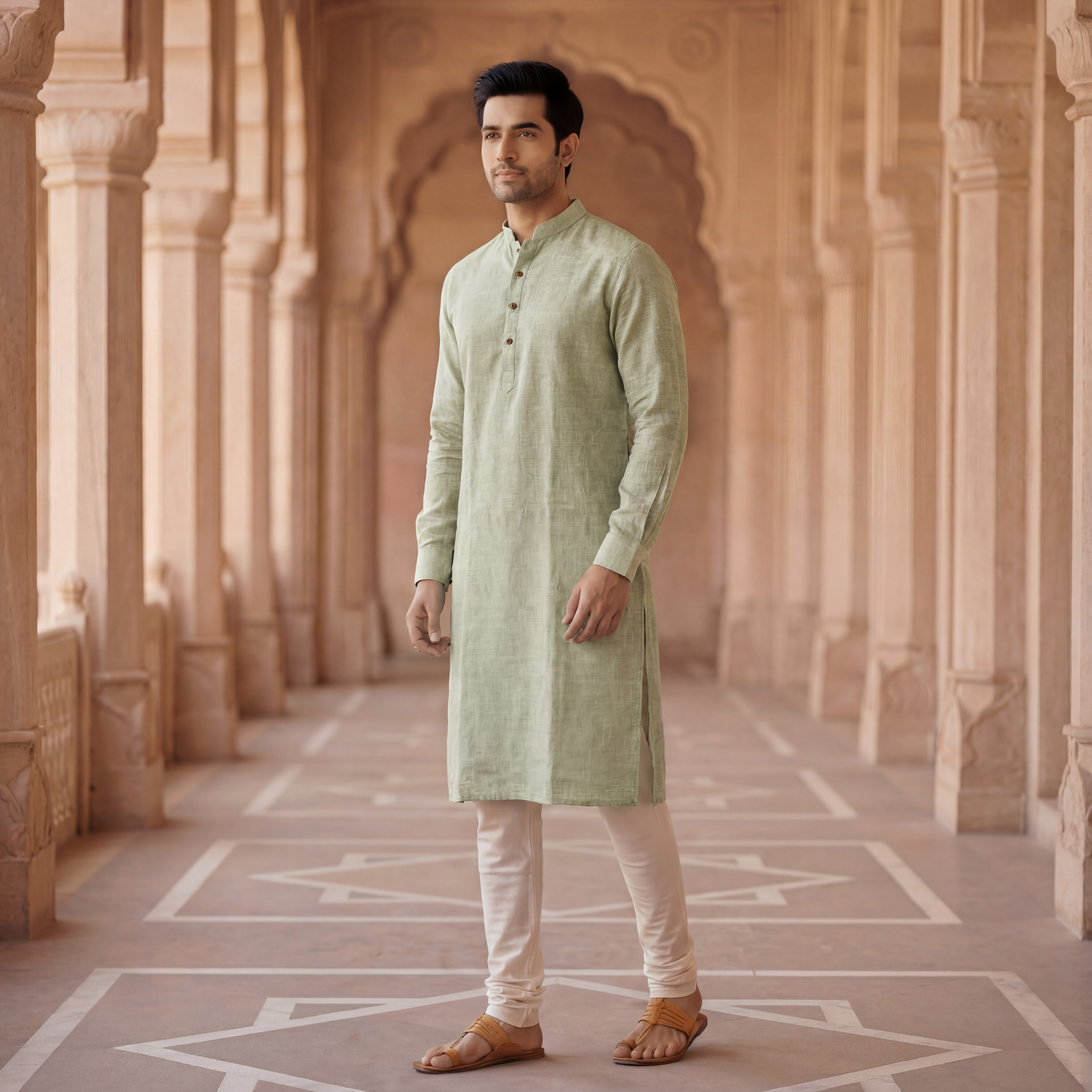 Soft Green - Men's Long Kurta 3
