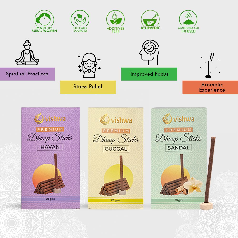 Dhoop Sticks Bundle - Prayer - ( Guggal + Sandal + Havan ) 3
