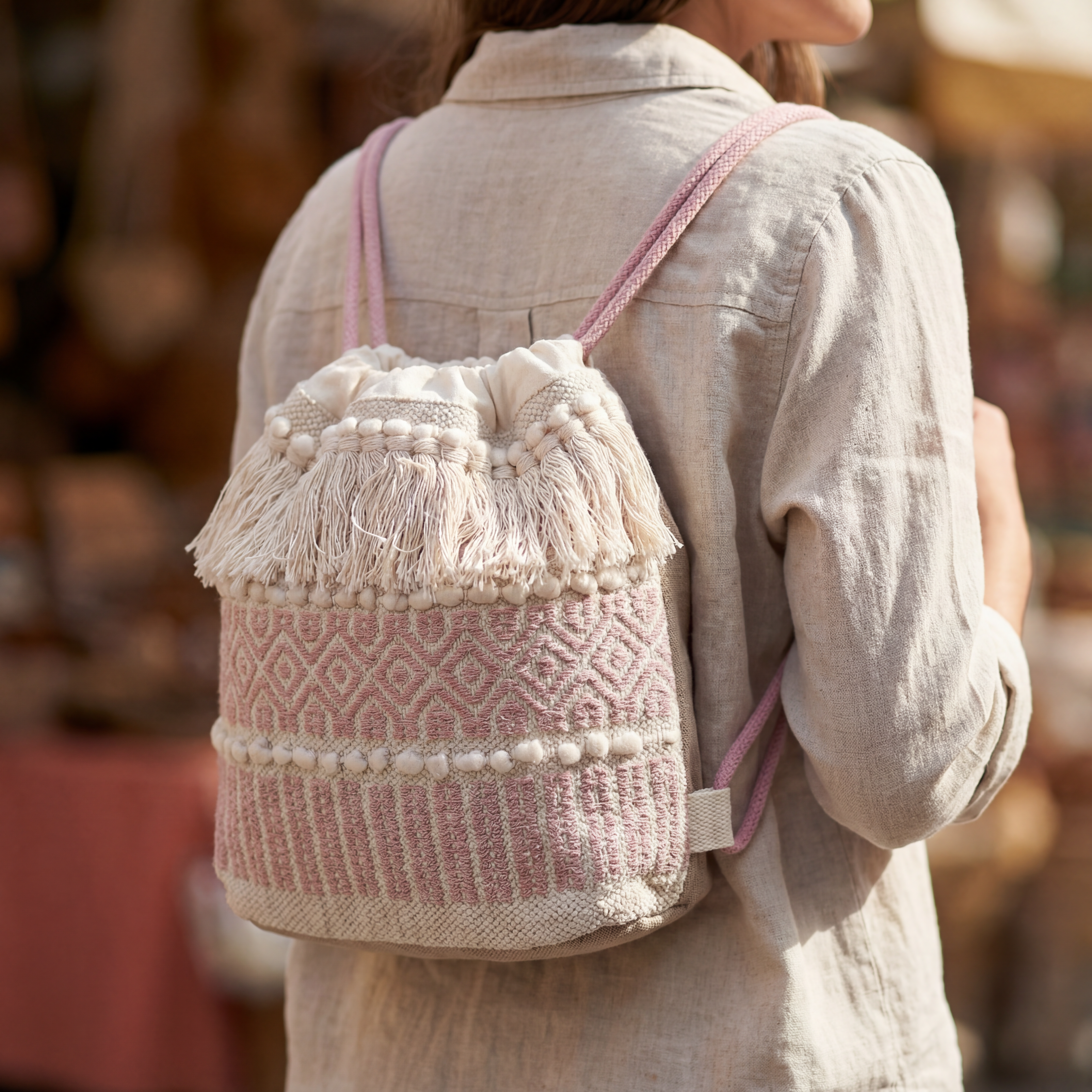 Blush Boho Fringe Backpack 4