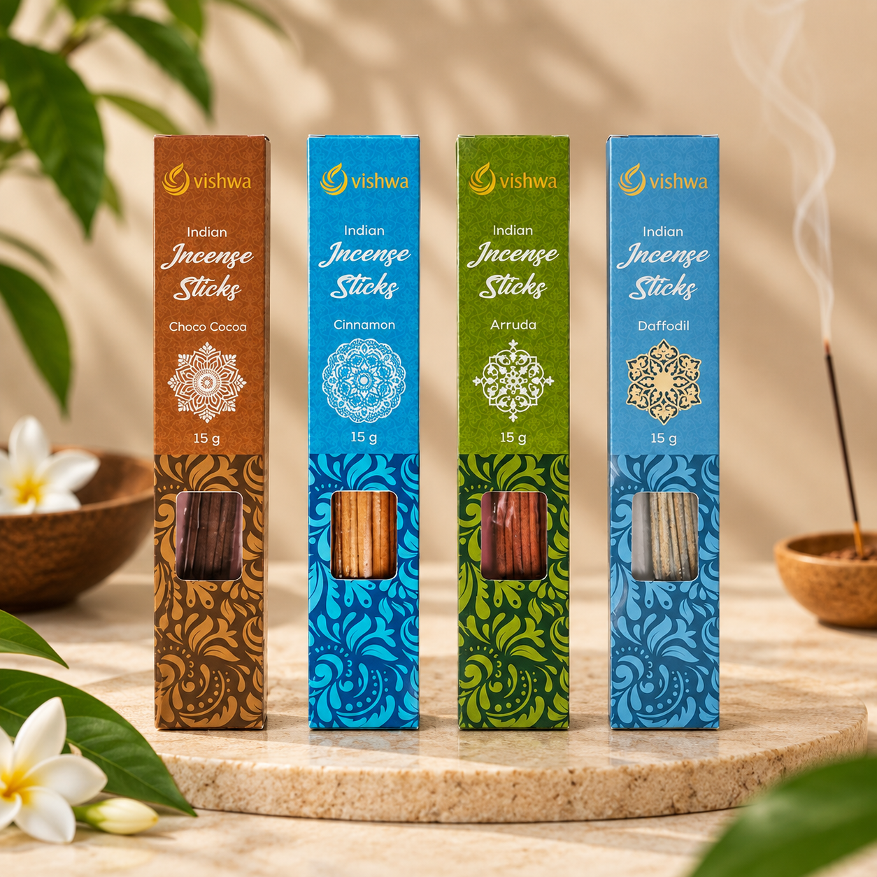 Incense Sticks Bundle - Exotic - ( Choco Cocoa + Cinnamon + Daffodil + Arruda )