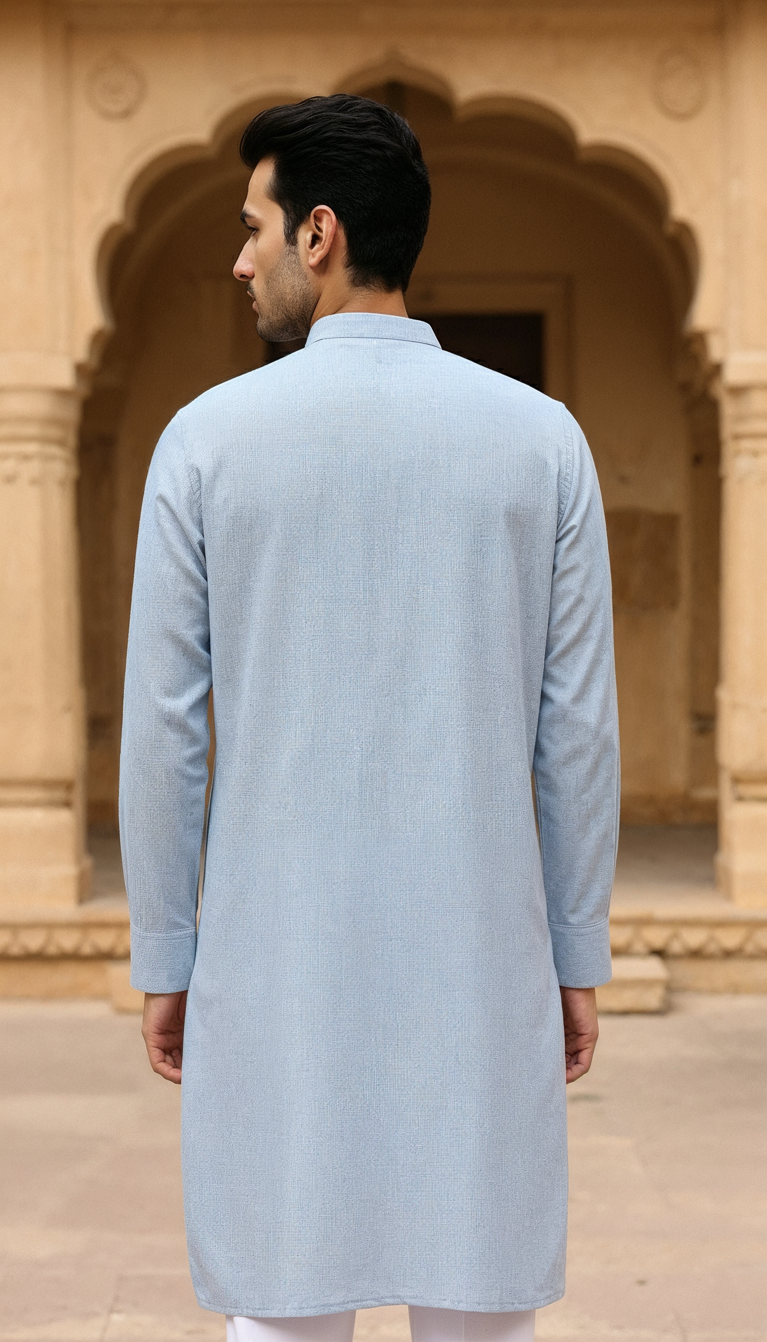 Men's Long Kurta- Sky Blue    3