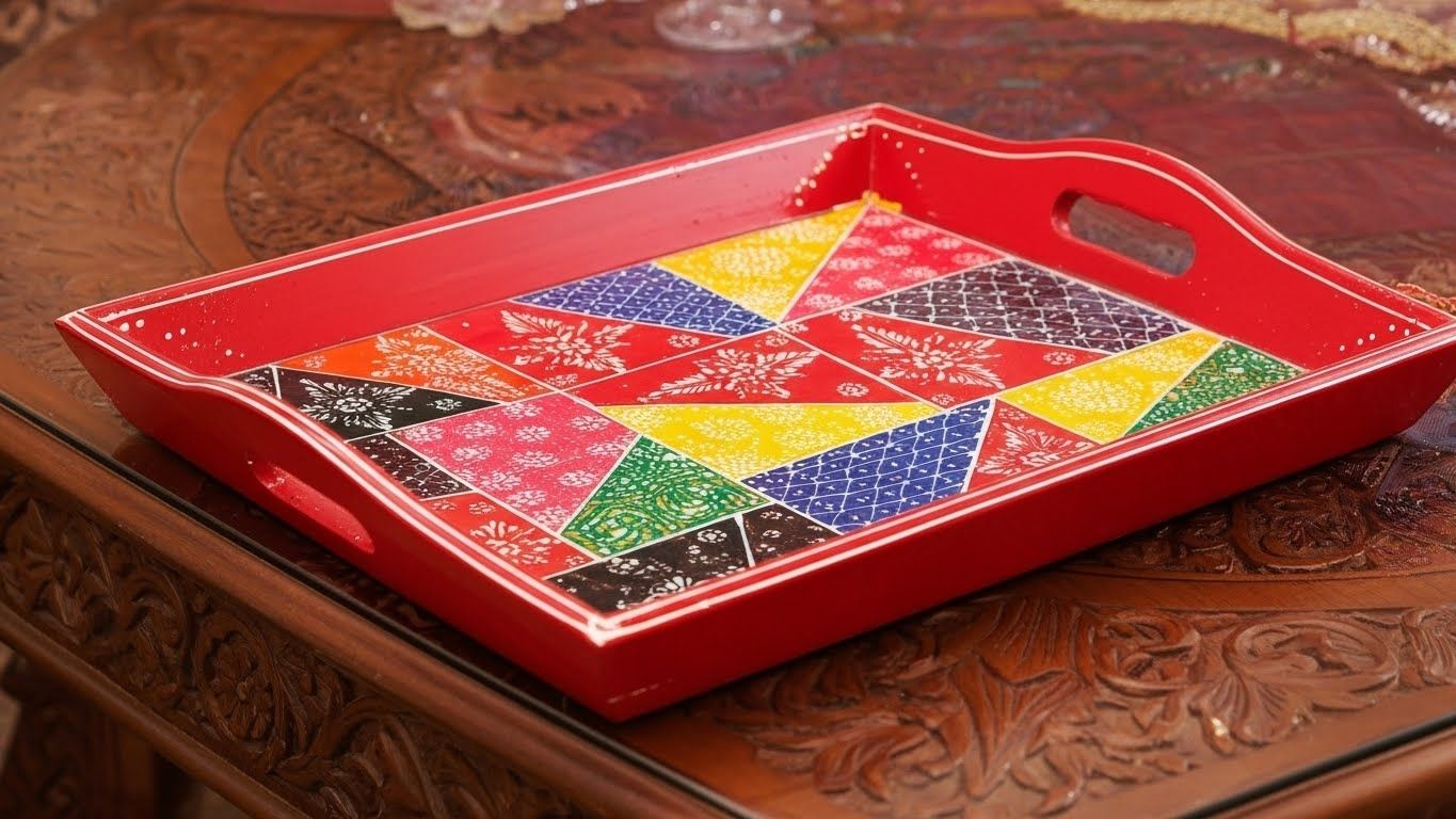 Rangriti – Hand-Painted  Wooden Serving Tray 5