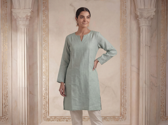 Dark Green Women's Short Kurta