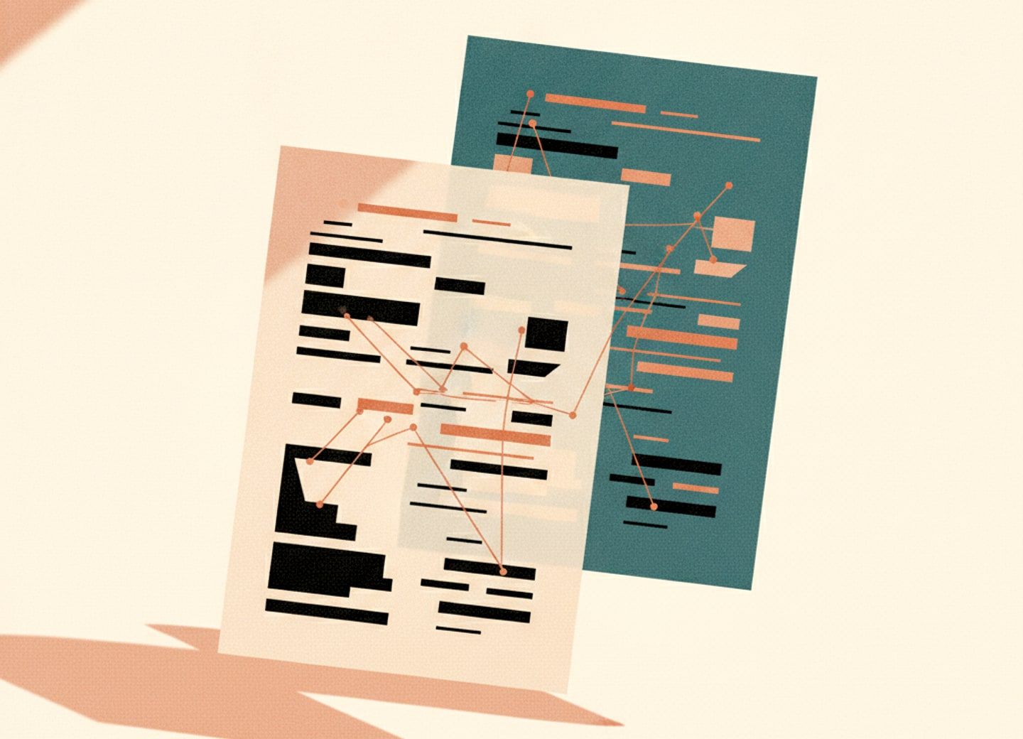 Parallel document pages connected by verification pathways