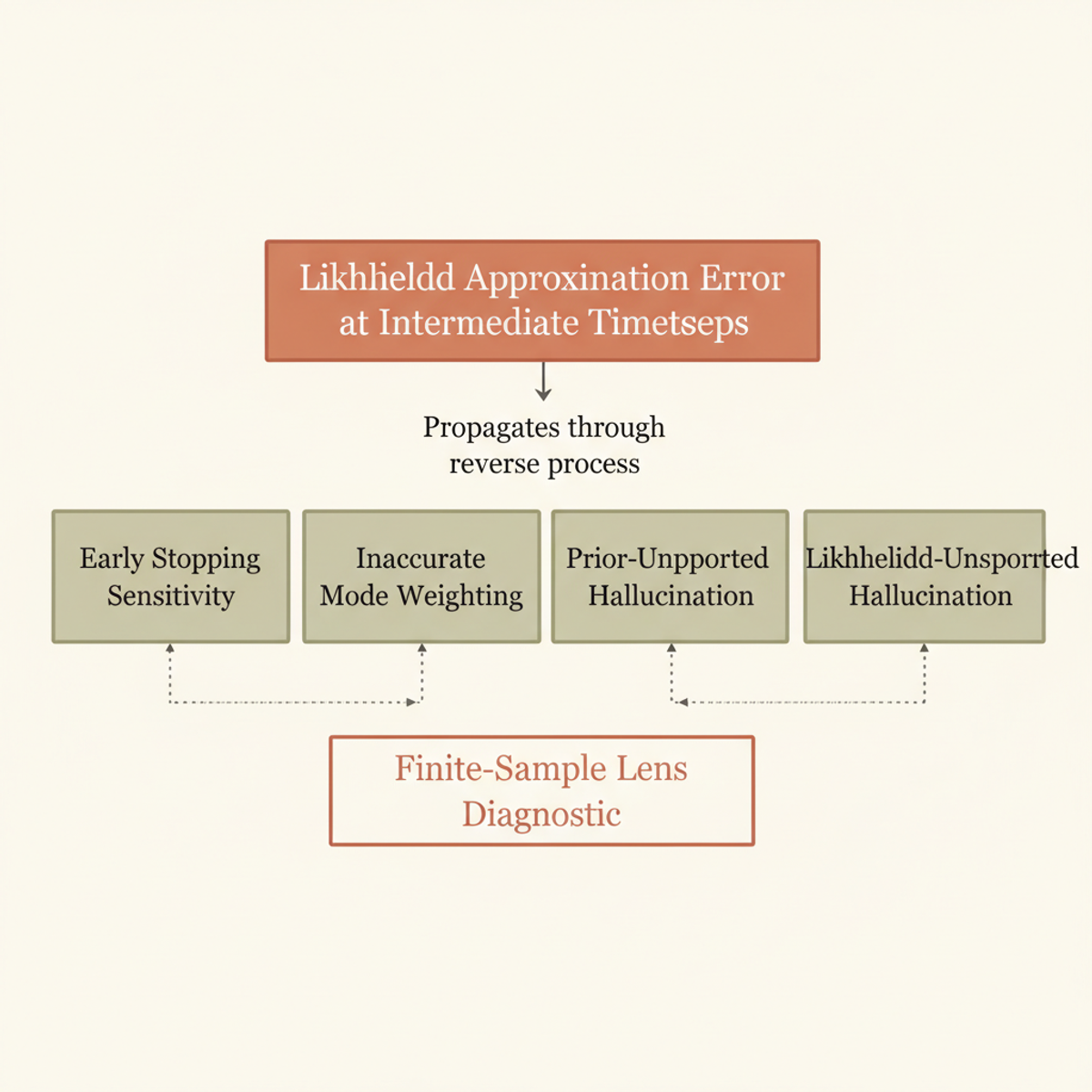 Error propagation through diffusion posterior samplers: likelihood approximation errors cascade into four failure modes, detected by the finite-sample lens diagnostic.