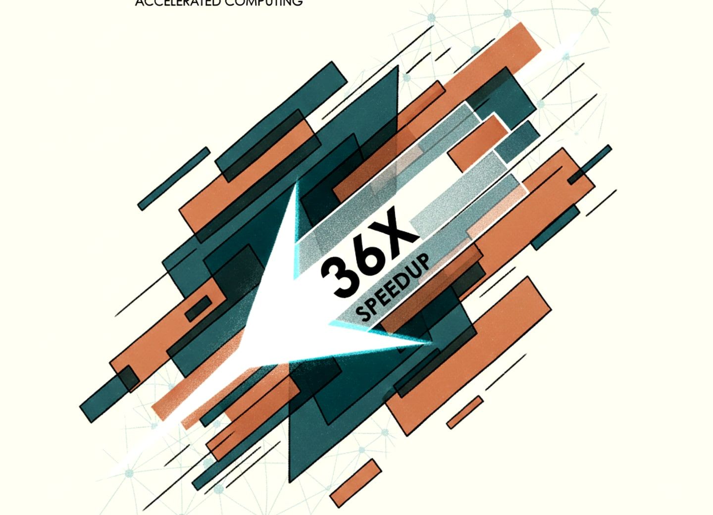 SIGA's 36× speedup visualized as light accelerating through computational layers
