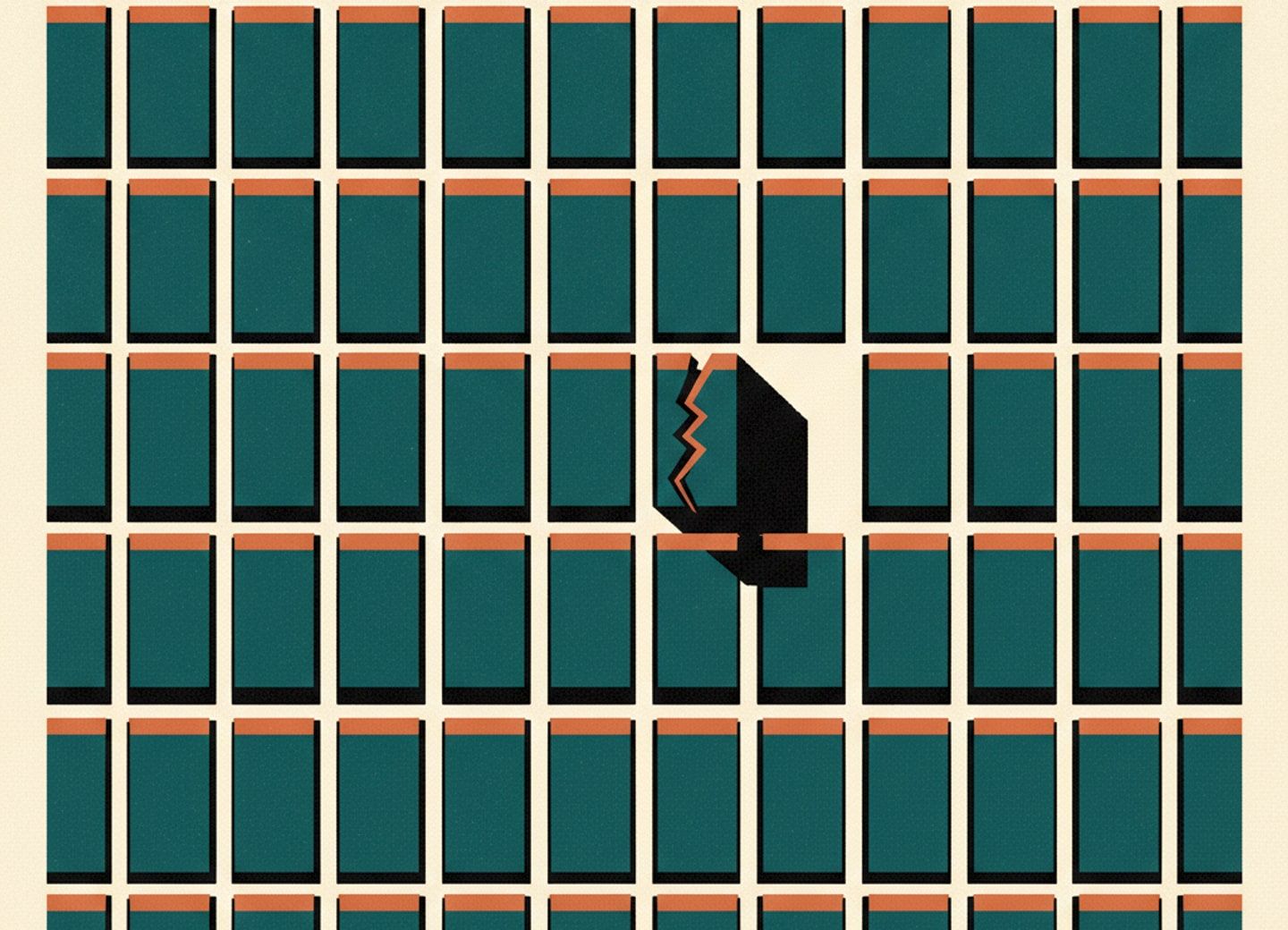 A chip grid with empty sockets where output should be