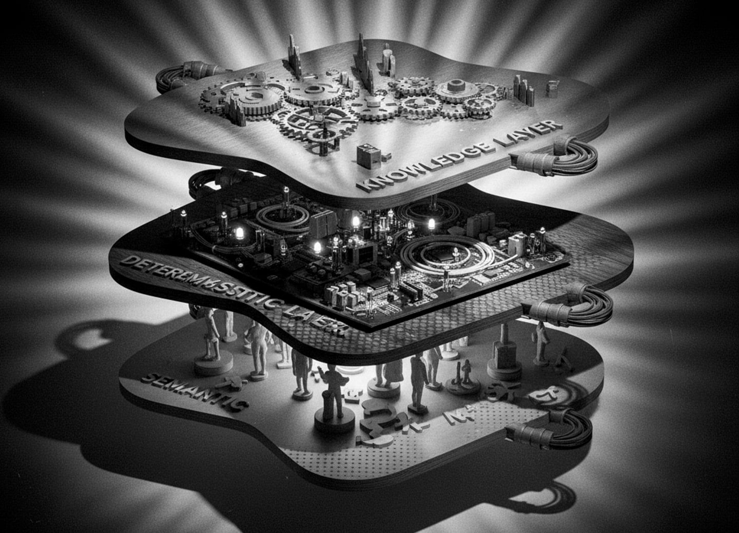FIG. 01 Three-layer agentic framework isolates LLM to parsing stage.