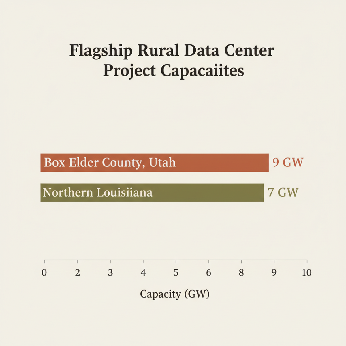 Scale of flagship rural data center projects approved outside city jurisdictions