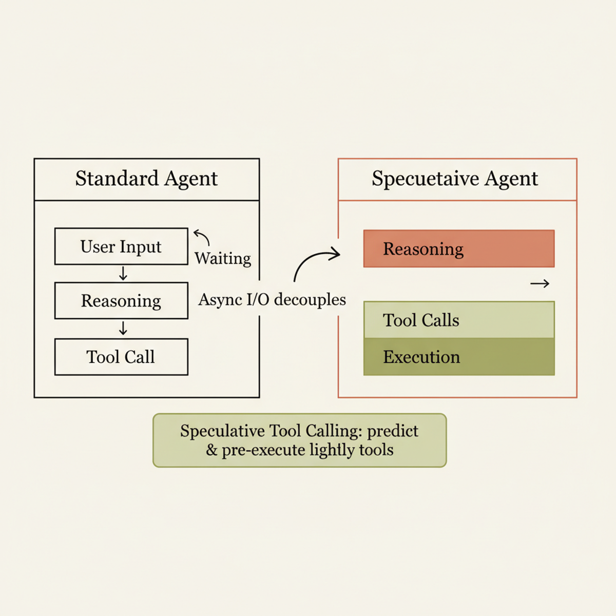 Speculative interaction agents decouple reasoning from I/O and pre-execute likely tool calls to eliminate blocking delays.