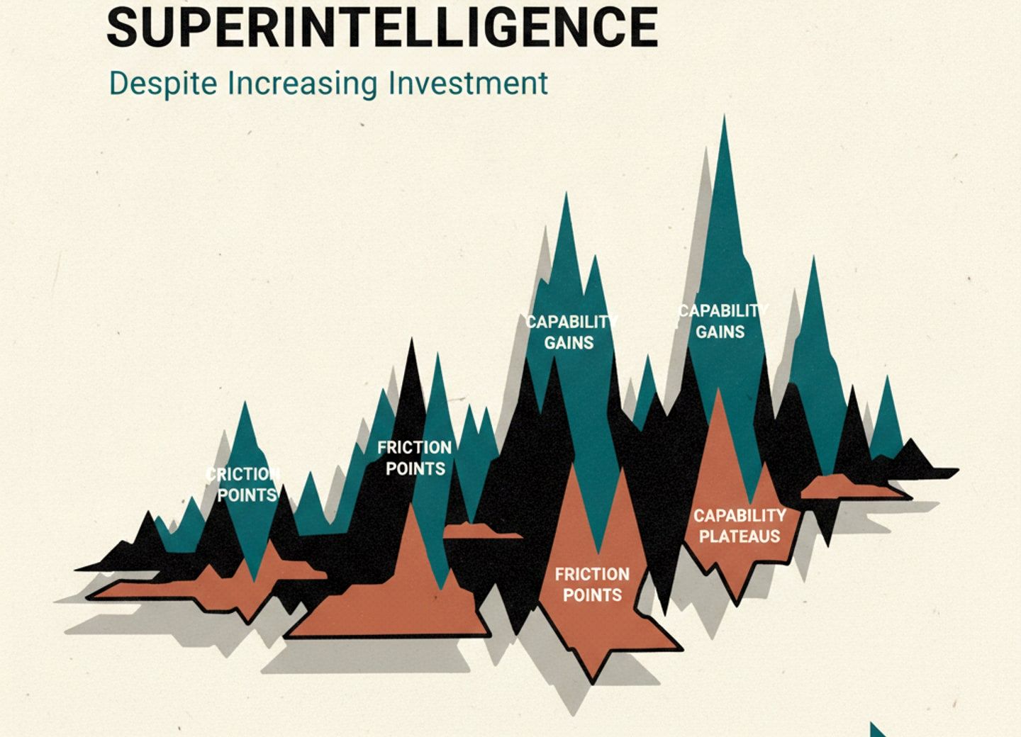 Jagged pathways: AI capability gains defy smooth scaling assumptions.