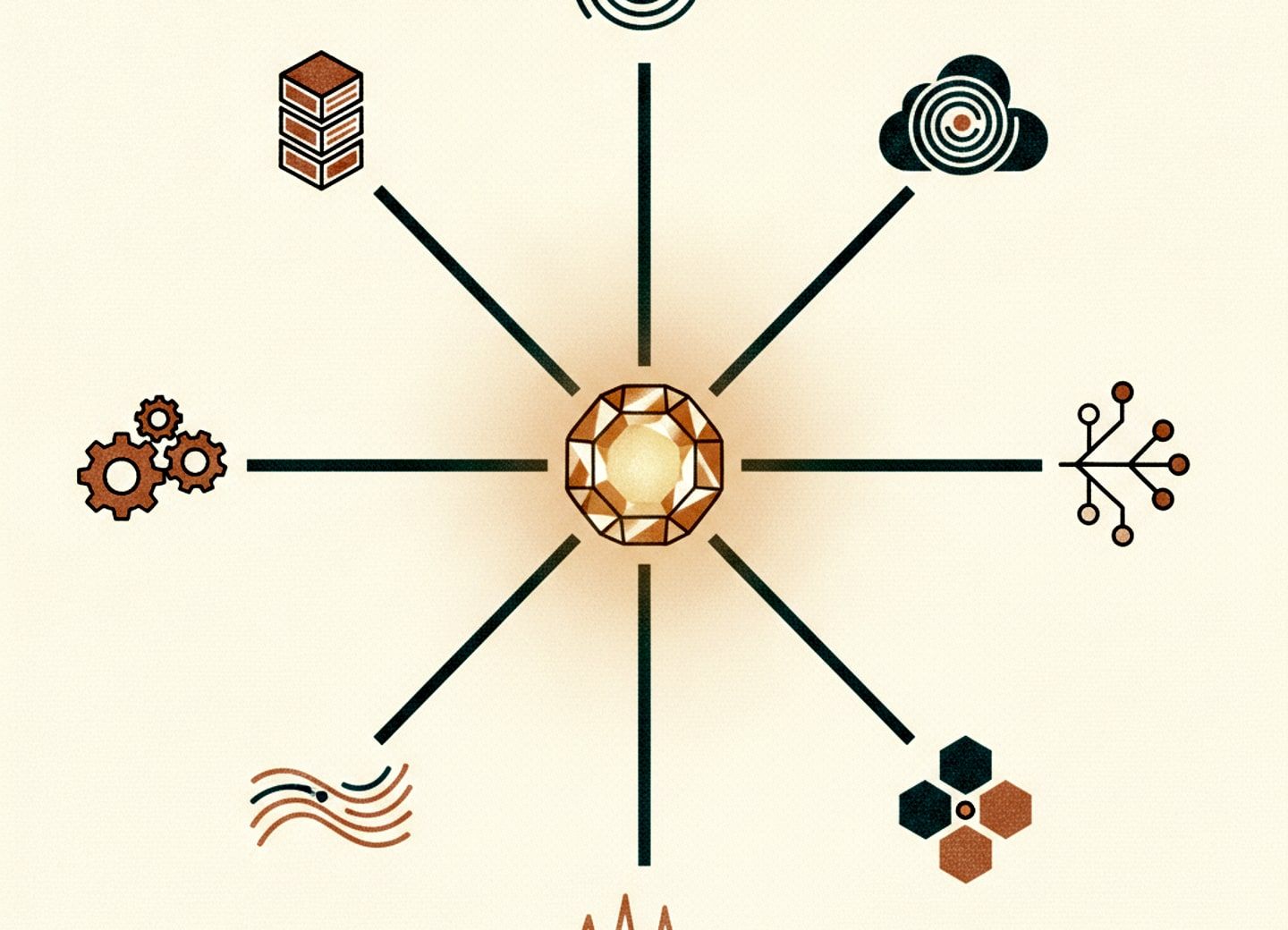 Multiple pathways converge through a central hub