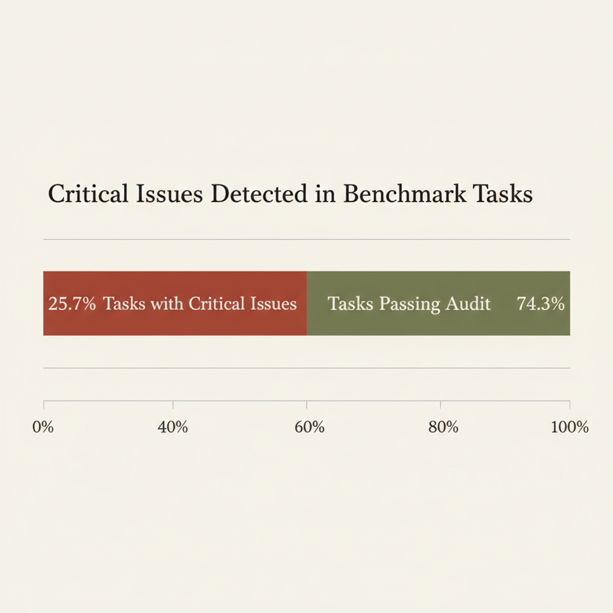 Across 168 benchmarks in 9 domains, ABA found critical specification, grading, or assumption issues in 25.7% of evaluated tasks.
