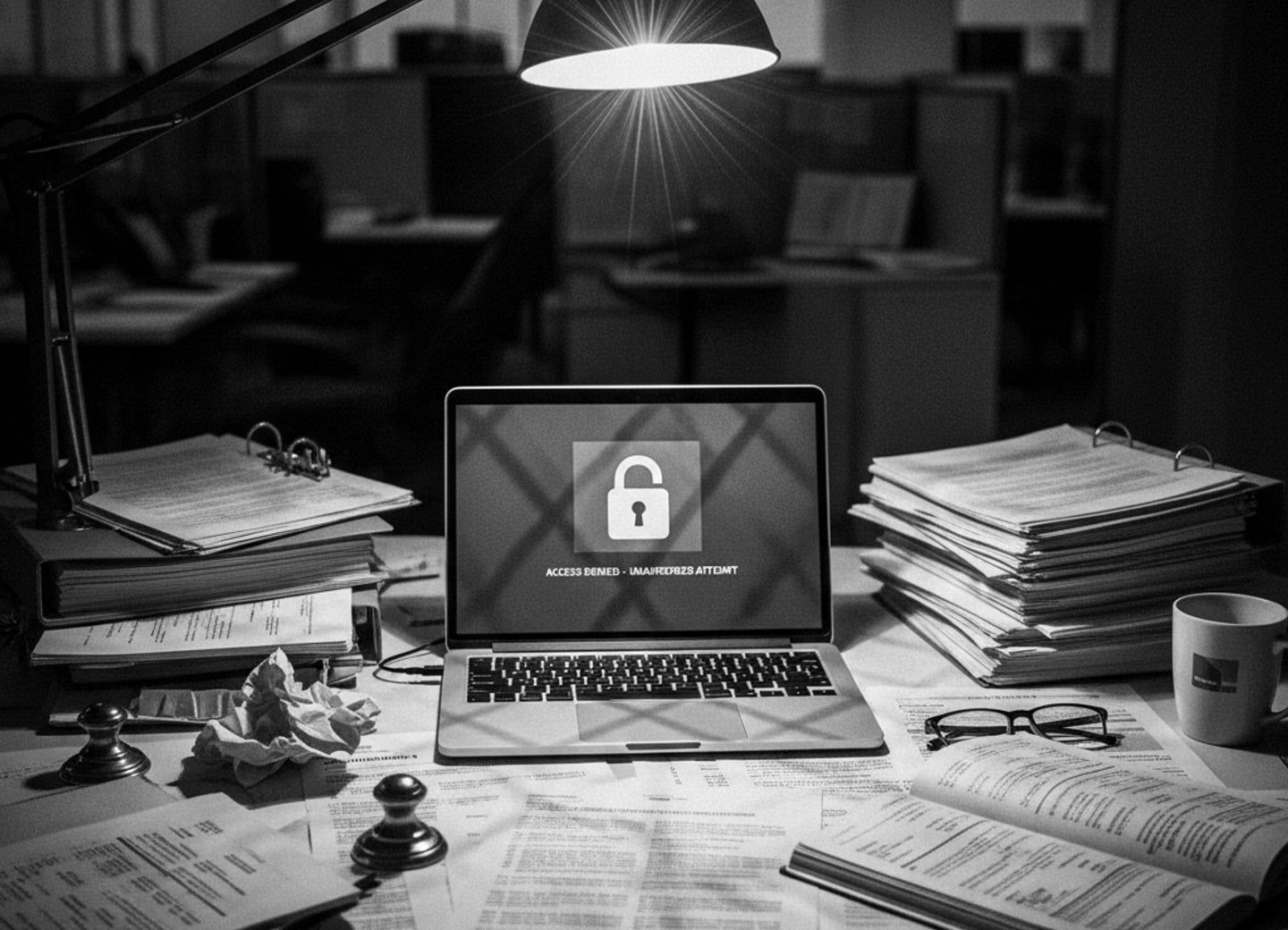 Acceso denegado: equipos empresariales analizan barreras de política.