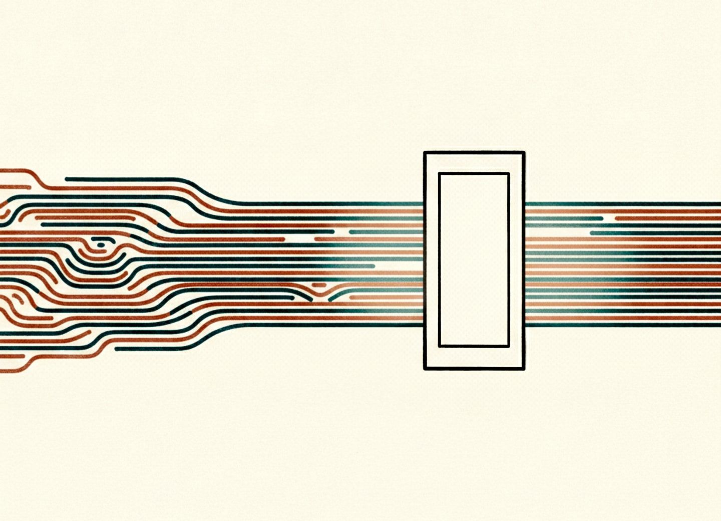 Data streams flow through a central gateway that organizes and secures the passage