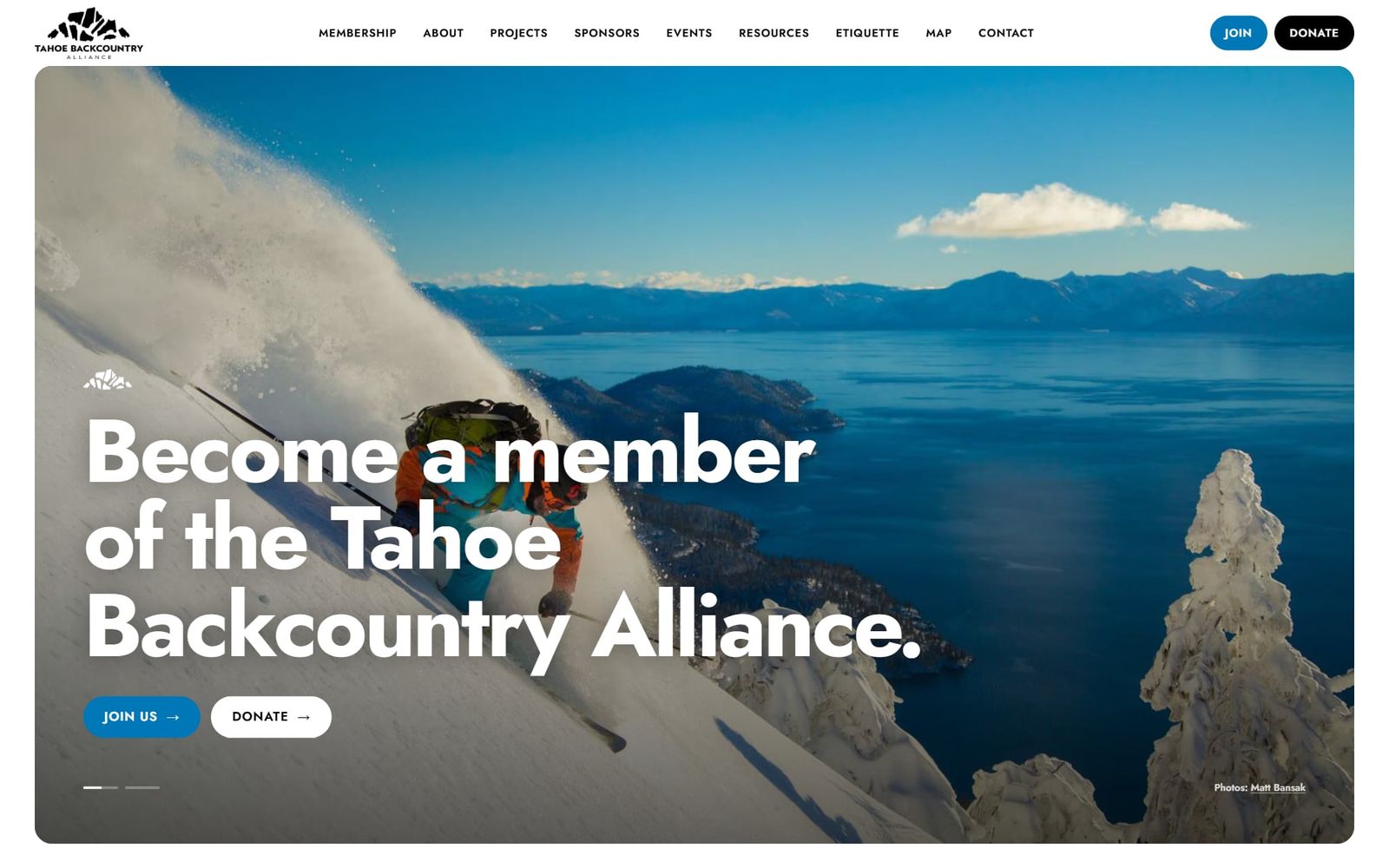 Tahoe Backcountry Alliance website