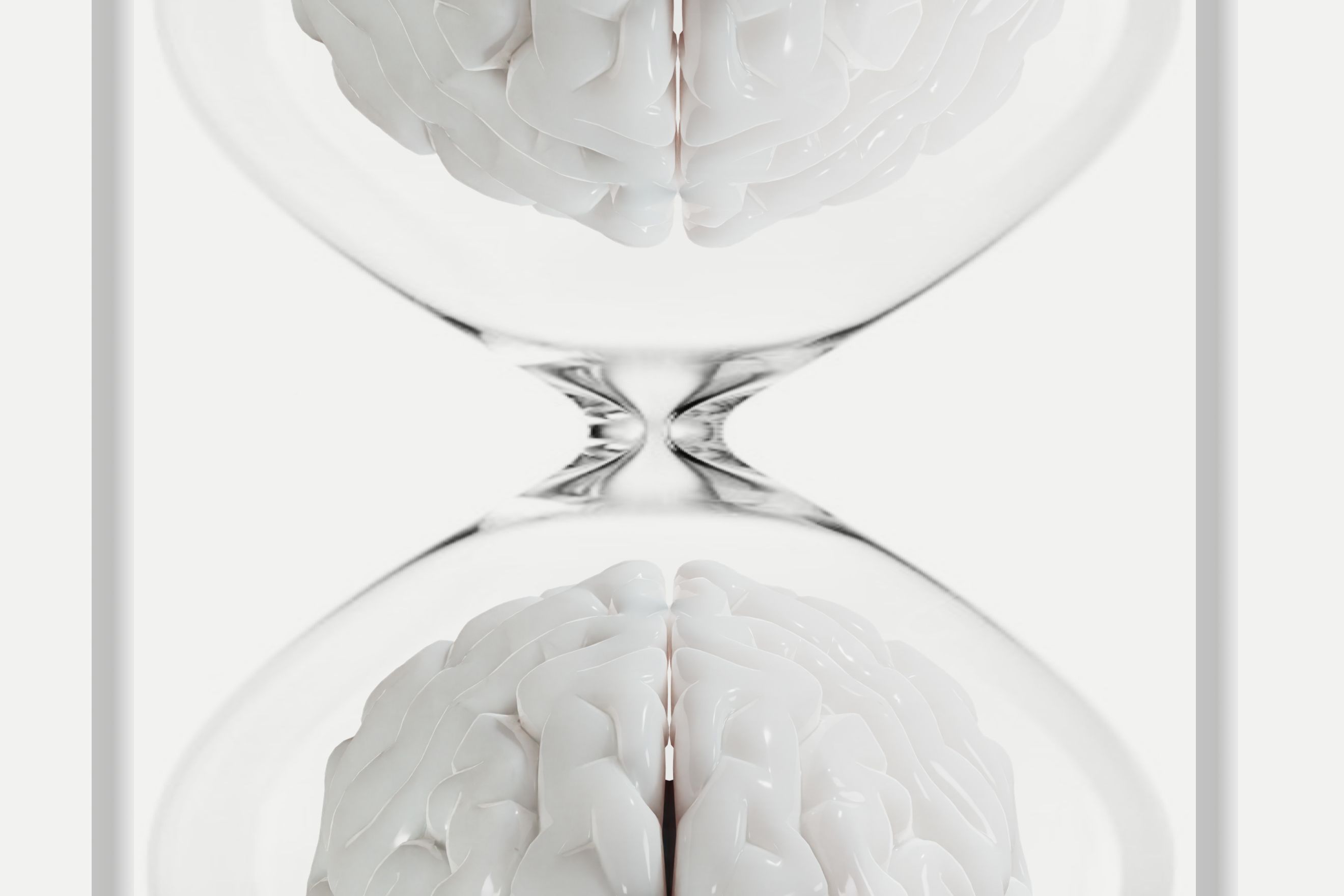 Sand glass and brain 3d render